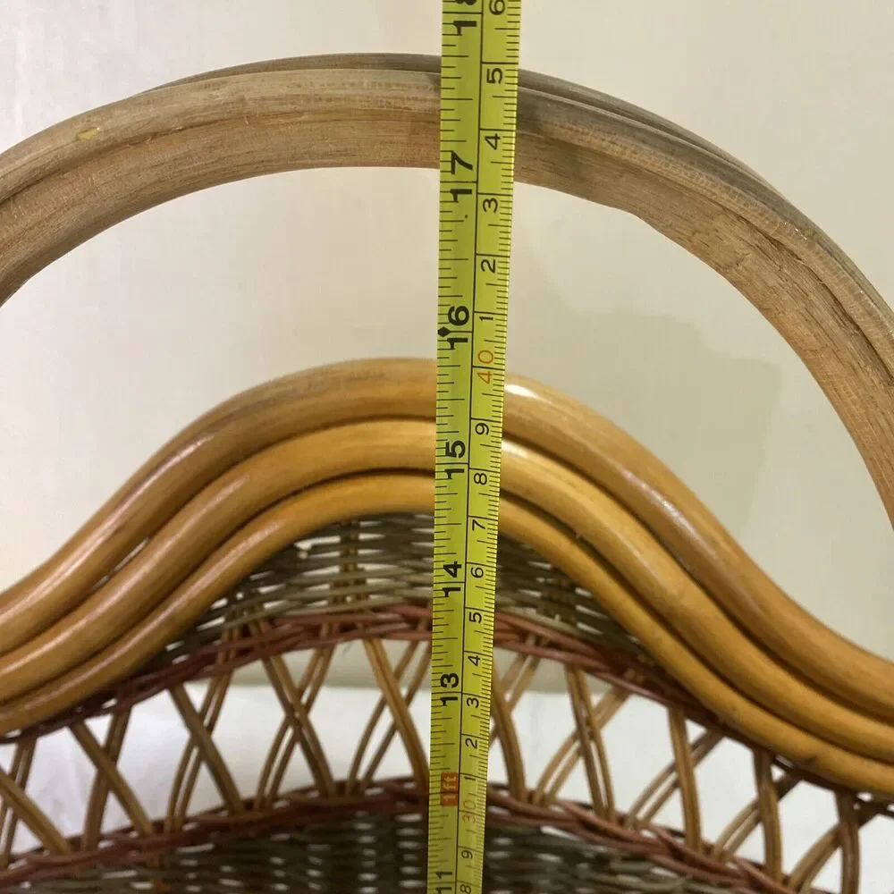 VTG Bent Wood Rattan‎ Bamboo Rack Holder Magazine Towel MCM Boho Decor 19X10x18